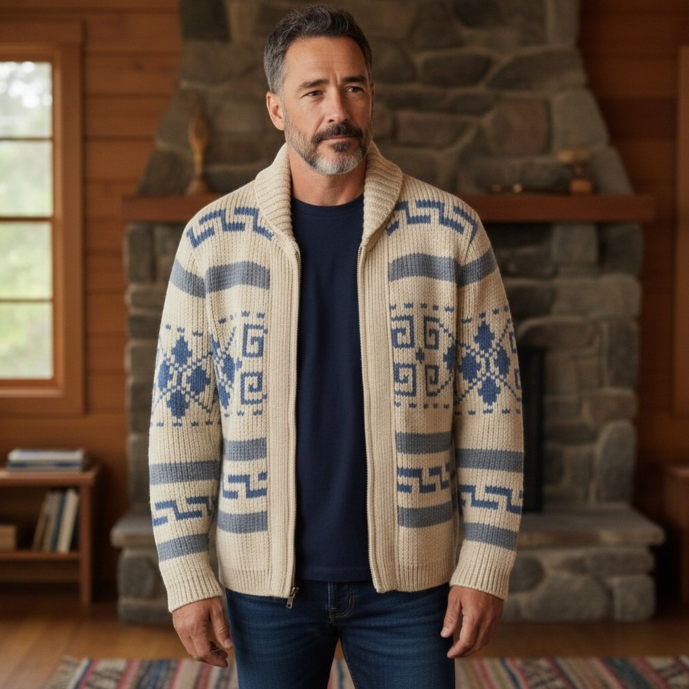 Pendleton Westerly Wool Cowichan Sweater Cardigan Lebowski Medium Vintage 1970s